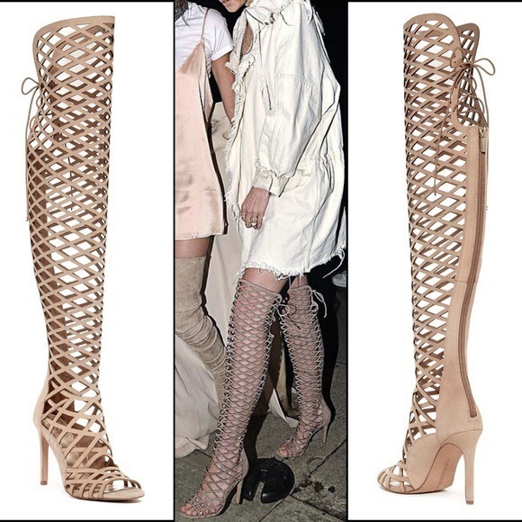 Vince Camuto Caged Peep Toe Over the Knee Boots - Picture 7 of 16